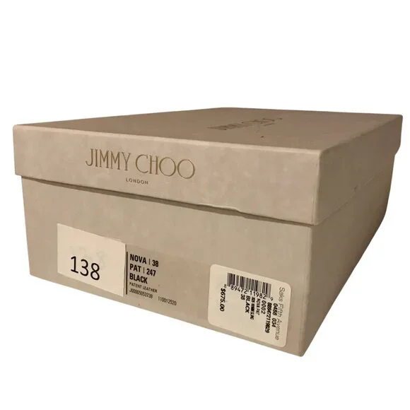 JIMMY CHOO Nova Patent Peep Toe Slingback 100mm Platform Sandal Pumps + Box - Picture 2 of 16